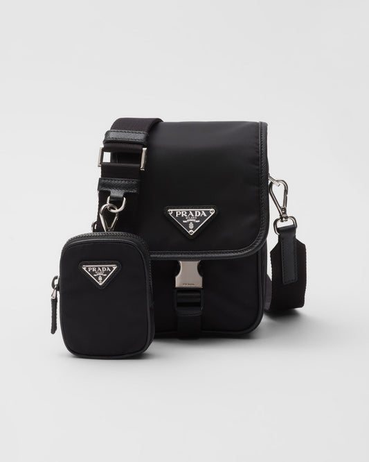 Sac porté épaule en Re-Nylon et cuir Saffiano