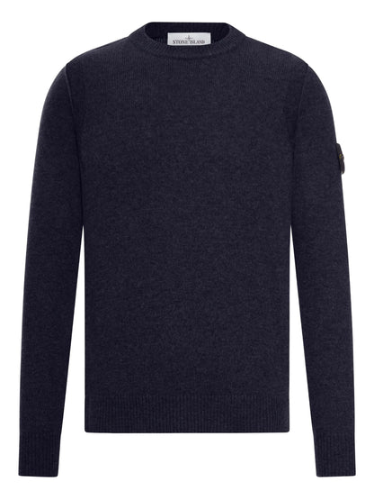 Stone Island Pull Col Rond Bleu Marine