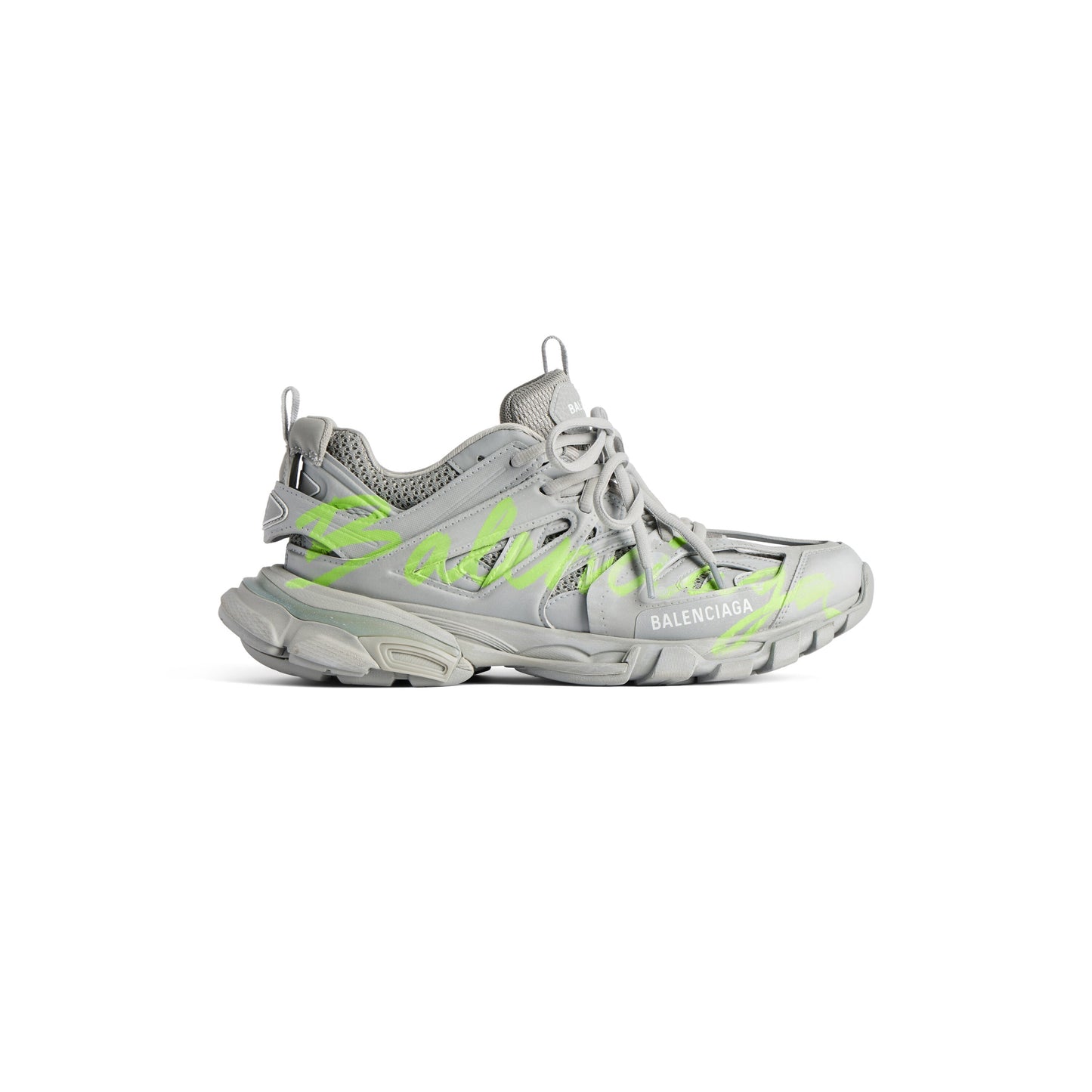 Balanciaga Track Gris Avec Logo Jaune Fluo