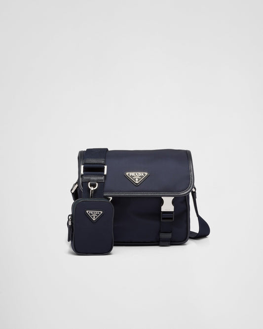 Sac porté épaule en Re-Nylon et cuir Saffiano