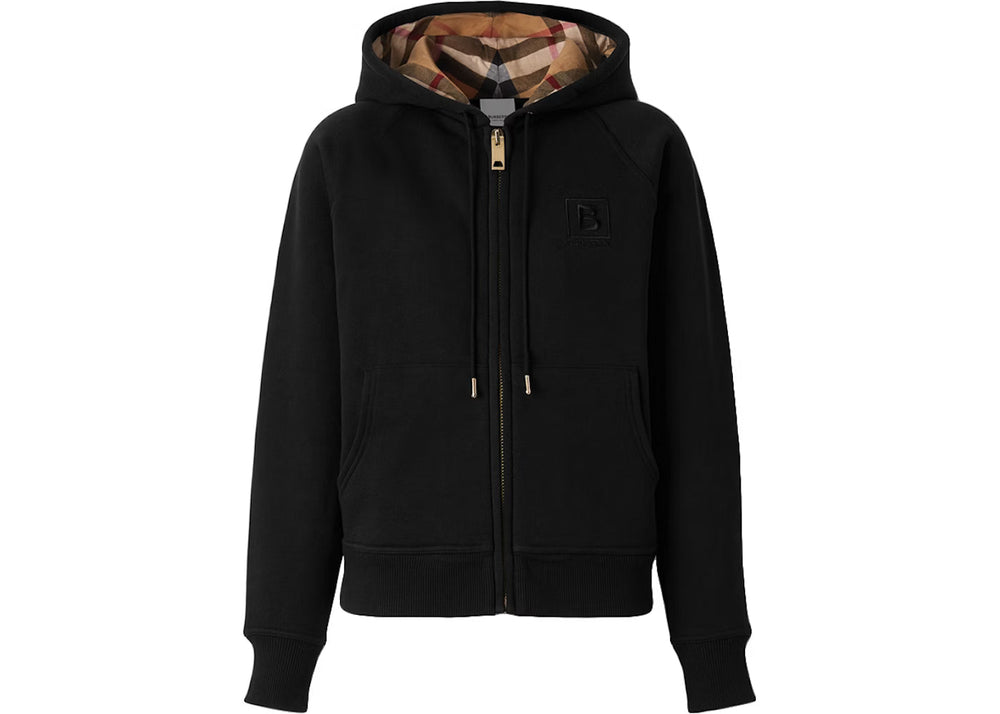 Sweat zippée à capuche carreaux Noir - UrbanDrip