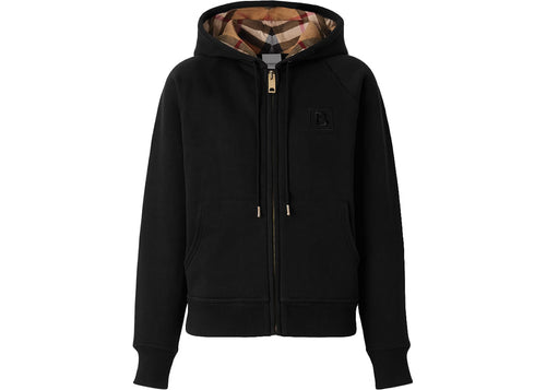 Sweat zippée Burberry à capuche à carreaux Noir