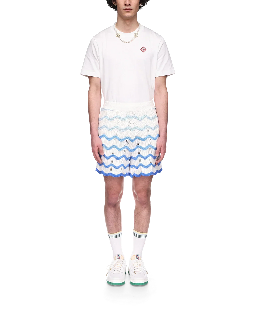 Short Wavy Gradient Crochet Shorts Blanc - photo 2/6 - UrbanDrip