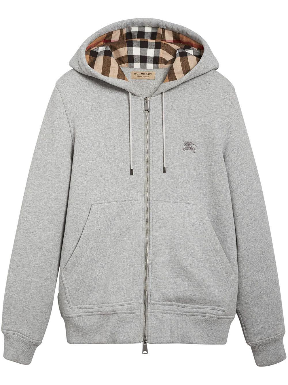 Sweat zippée à capuche carreaux Gris - UrbanDrip
