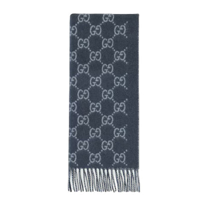 Bonnet Et Écharpe en jacquard de cachemire GG en Bleu Marine